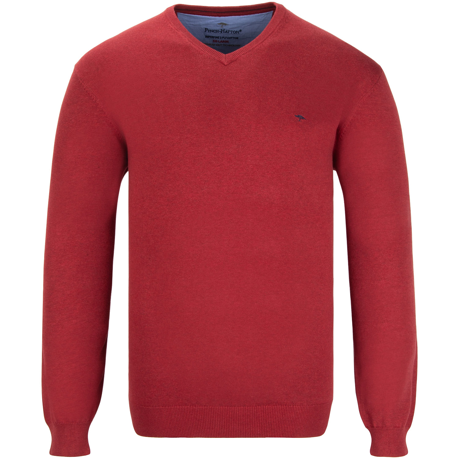 FYNCH HATTON V-Pullover Herrenmode rot Übergrößen kaufen in