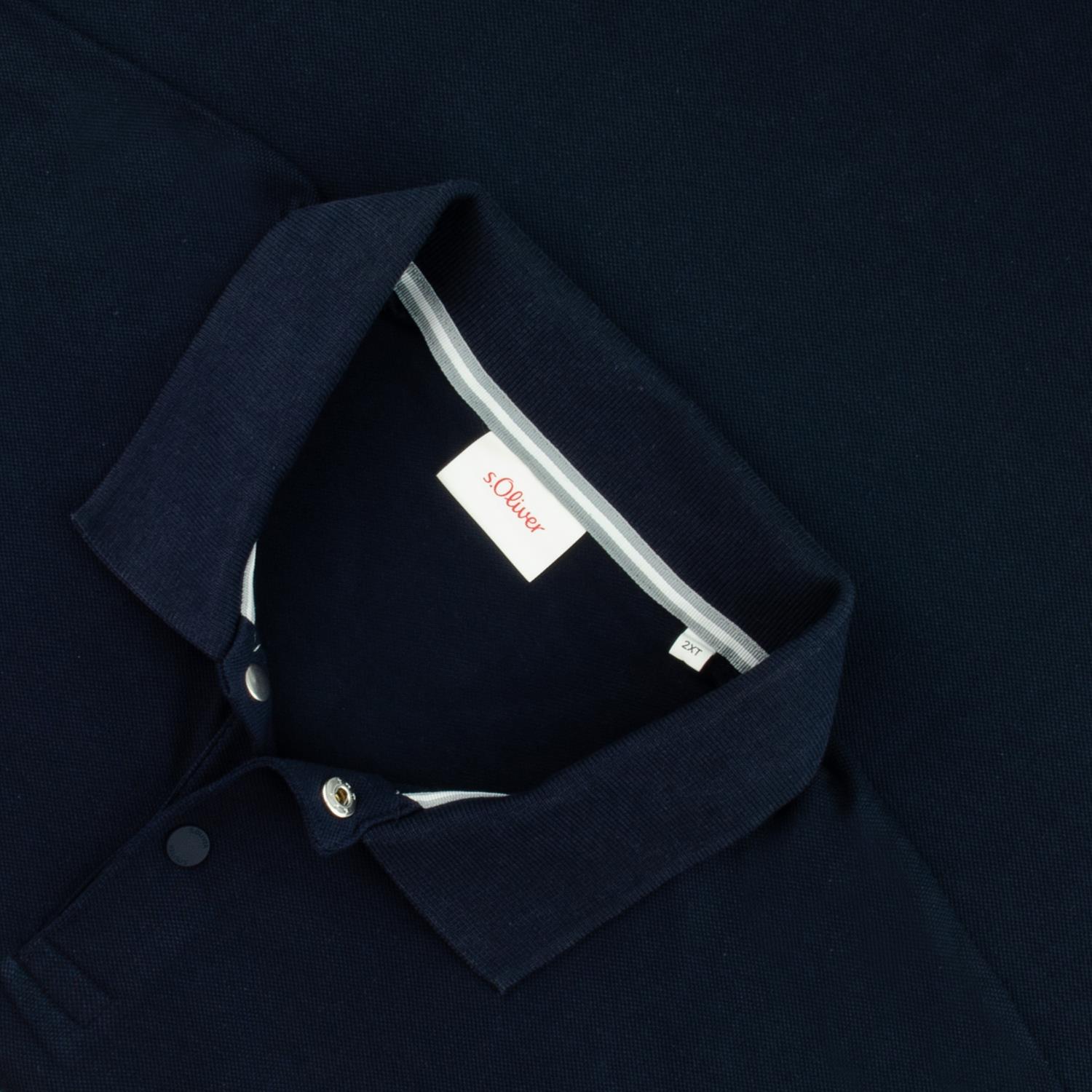 lang Übergrößen kaufen Poloshirt Herrenmode EXTRA - S.OLIVER dunkelblau in